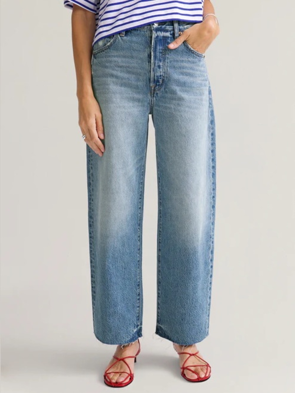 Pistola Tate Cropped High Rise Bow Legged Jeans